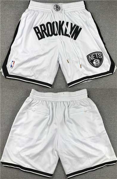 Men%27s Brooklyn Nets White Shorts (Run Small)